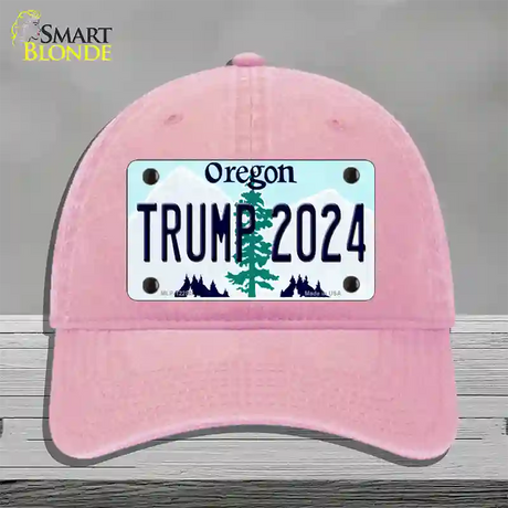 Trump 2024 Oregon Novelty License Plate Hat Unconstructed Cotton / Pink