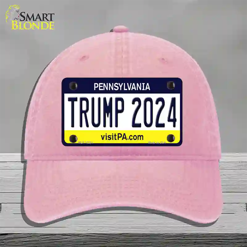 Trump 2024 Pennsylvania Novelty License Plate Hat Unconstructed Cotton / Pink