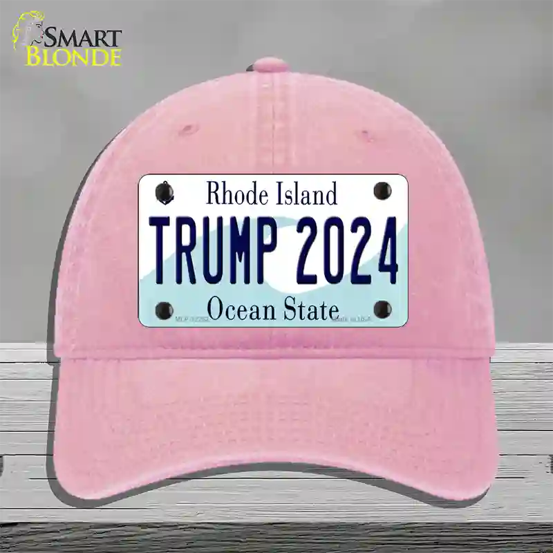 Trump 2024 Rhode Island Novelty License Plate Hat Unconstructed Cotton / Pink