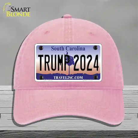 Trump 2024 South Carolina Novelty License Plate Hat Unconstructed Cotton / Pink