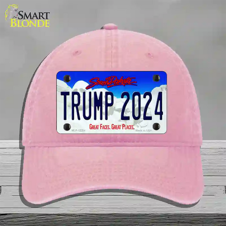 Trump 2024 South Dakota Novelty License Plate Hat Unconstructed Cotton / Pink