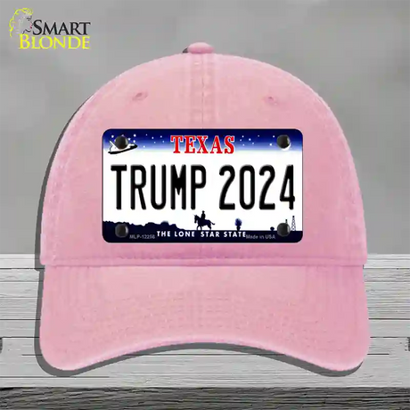 Trump 2024 Texas Novelty License Plate Hat Unconstructed Cotton / Pink