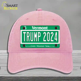 Trump 2024 Vermont Novelty License Plate Hat Unconstructed Cotton / Pink