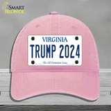 Trump 2024 Virginia Novelty License Plate Hat Unconstructed Cotton / Pink