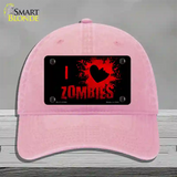 I Love Zombies Novelty License Plate Hat Unconstructed Cotton / Pink