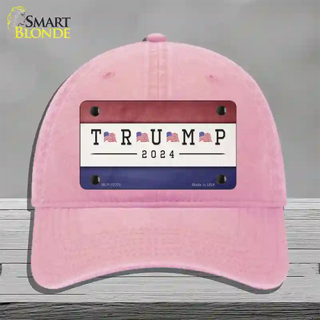 Trump 2024 USA Flag Novelty License Plate Hat Unconstructed Cotton / Pink