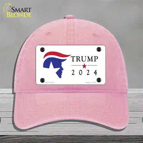 Trump 2024 Silhouette Novelty License Plate Hat Unconstructed Cotton / Pink