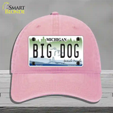 Michigan Big Dog Novelty License Plate Hat Unconstructed Cotton / Pink