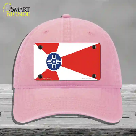 Wichita Flag Novelty License Plate Hat Unconstructed Cotton / Pink