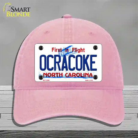 Ocracoke North Carolina Novelty License Plate Hat Unconstructed Cotton / Pink