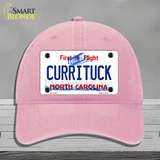 Currituck North Carolina Novelty License Plate Hat Unconstructed Cotton / Pink