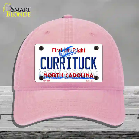 Currituck North Carolina Novelty License Plate Hat Unconstructed Cotton / Pink