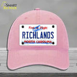 North Carolina Richlands Novelty License Plate Hat Unconstructed Cotton / Pink