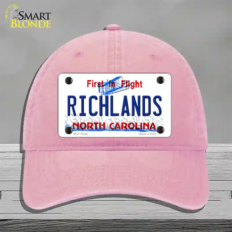 North Carolina Richlands Novelty License Plate Hat Unconstructed Cotton / Pink