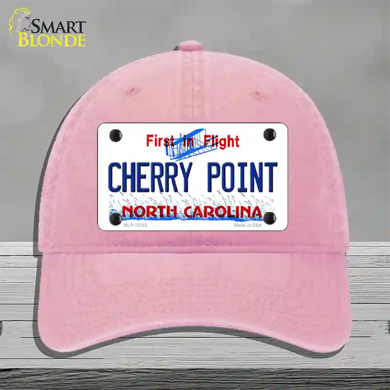 North Carolina Cherry Point Novelty License Plate Hat Unconstructed Cotton / Pink