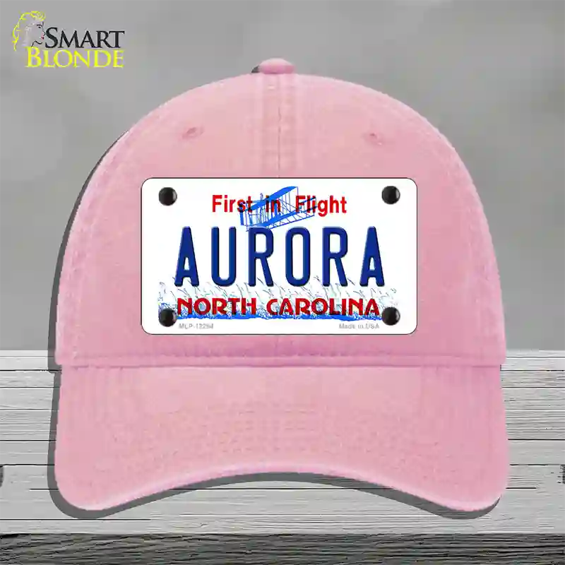 North Carolina Aurora Novelty License Plate Hat Unconstructed Cotton / Pink