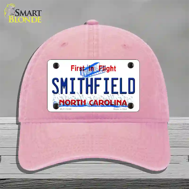 North Carolina Smithfield Novelty License Plate Hat Unconstructed Cotton / Pink