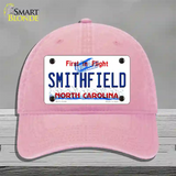 North Carolina Smithfield Novelty License Plate Hat Unconstructed Cotton / Pink