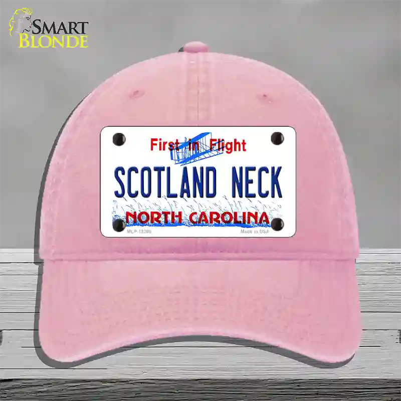 North Carolina Scotland Neck Novelty License Plate Hat Unconstructed Cotton / Pink