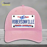 North Carolina Robersonville Novelty License Plate Hat Unconstructed Cotton / Pink