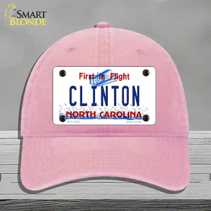 North Carolina Clinton Novelty License Plate Hat Unconstructed Cotton / Pink