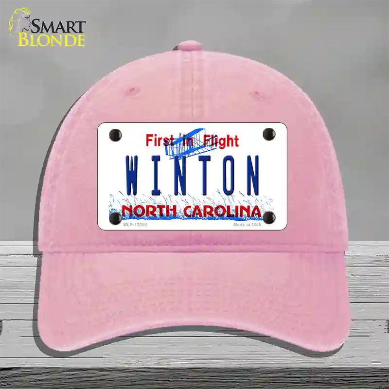 North Carolina Winton Novelty License Plate Hat Unconstructed Cotton / Pink