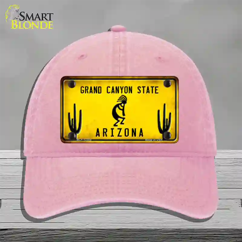 Arizona Kokopelli Yellow Novelty License Plate Hat Unconstructed Cotton / Pink