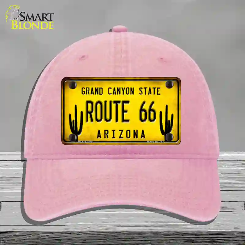 Arizona Route 66 Novelty License Plate Hat Unconstructed Cotton / Pink