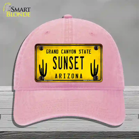 Arizona Sunset Novelty License Plate Hat Unconstructed Cotton / Pink