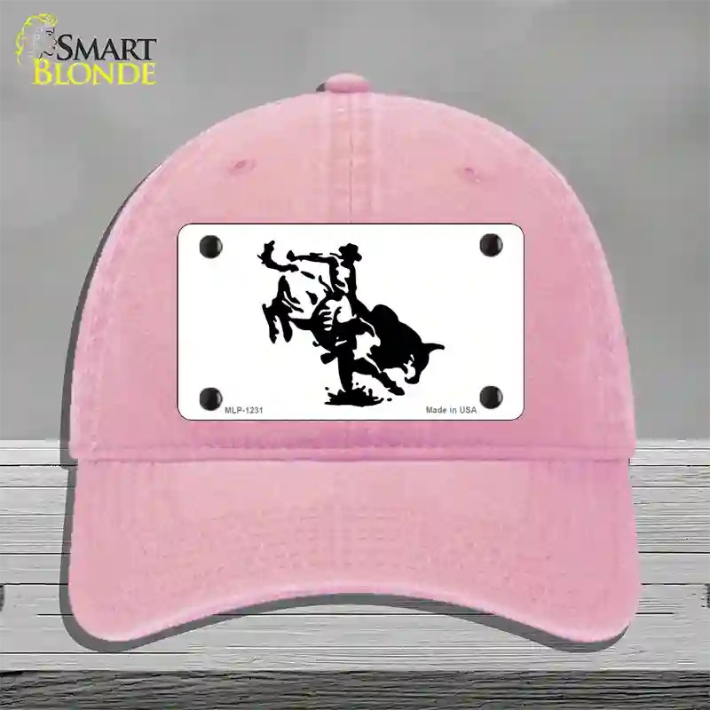 Bull Rider Novelty License Plate Hat Unconstructed Cotton / Pink