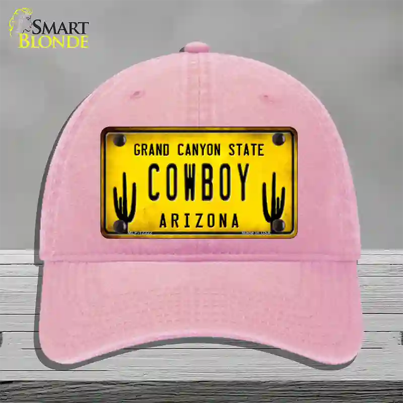 Arizona Cowboy Novelty License Plate Hat Unconstructed Cotton / Pink