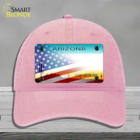 Arizona State Blank Novelty License Plate Hat Unconstructed Cotton / Pink / Arizona Sunset (2217):https | Half American Flag | Yes