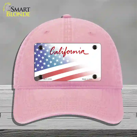 California Plate American Flag Novelty License Plate Hat Unconstructed Cotton / Pink