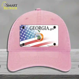 Georgia with American Flag Novelty License Plate Hat Unconstructed Cotton / Pink