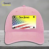 New Jersey with American Flag Novelty License Plate Hat Unconstructed Cotton / Pink