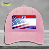 Ohio with American Flag Novelty License Plate Hat Unconstructed Cotton / Pink