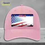 Texas with American Flag Novelty License Plate Hat Unconstructed Cotton / Pink