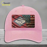 Arkansas/American Flag Novelty License Plate Hat Unconstructed Cotton / Pink