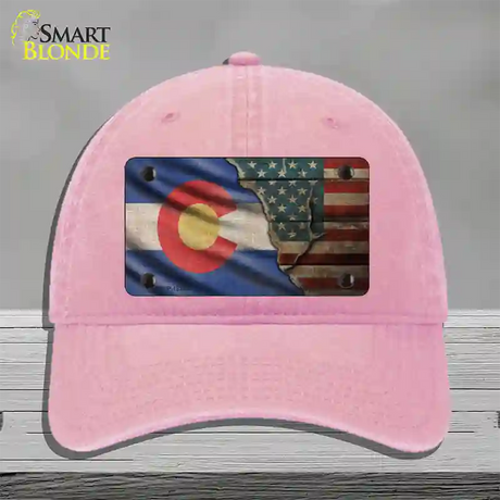 Colorado/American Flag Novelty License Plate Hat Unconstructed Cotton / Pink