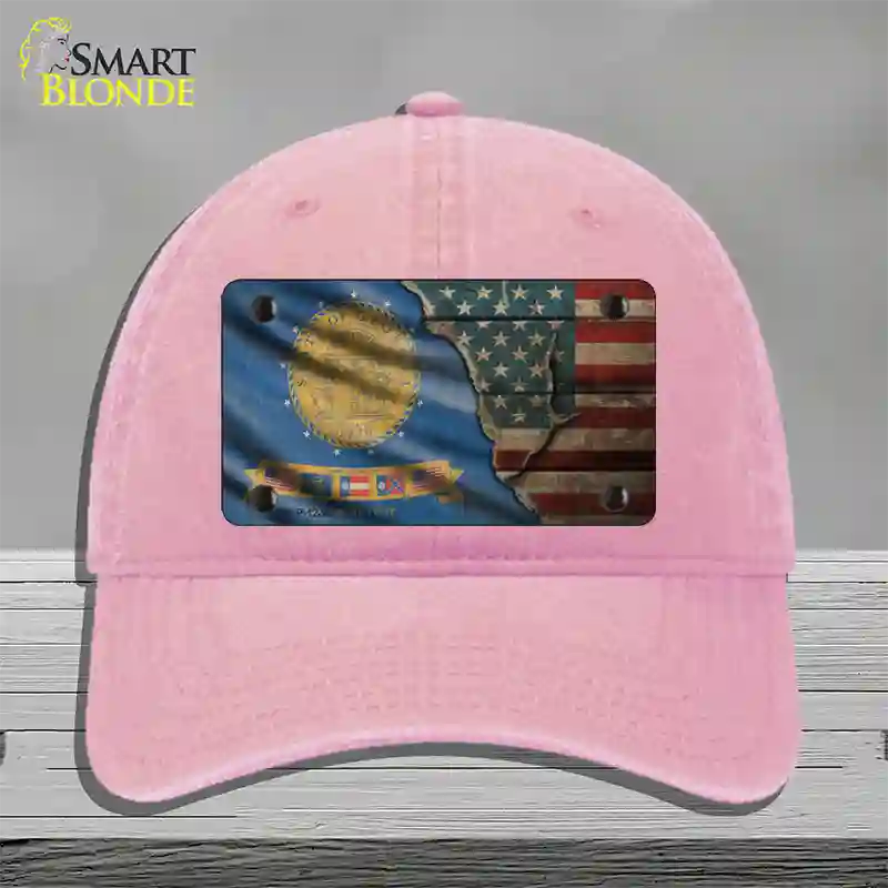 Georgia/American Flag Novelty License Plate Hat Unconstructed Cotton / Pink