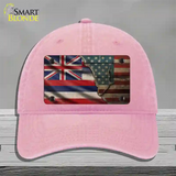 Hawaii/American Flag Novelty License Plate Hat Unconstructed Cotton / Pink