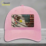 Illinois/American Flag Novelty License Plate Hat Unconstructed Cotton / Pink