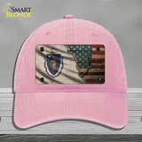 Massachusetts/American Flag Novelty License Plate Hat Unconstructed Cotton / Pink