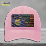 Montana/American Flag Novelty License Plate Hat Unconstructed Cotton / Pink