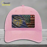 Nebraska/American Flag Novelty License Plate Hat Unconstructed Cotton / Pink