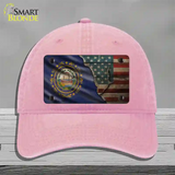 New Hampshire/American Flag Novelty License Plate Hat Unconstructed Cotton / Pink