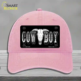 Cowboy Longhorn Skull Novelty License Plate Hat Unconstructed Cotton / Pink