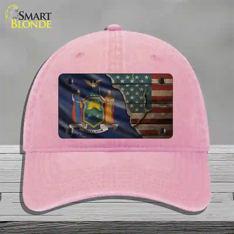 New York/American Flag Novelty License Plate Hat Unconstructed Cotton / Pink