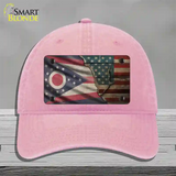 Ohio/American Flag Novelty License Plate Hat Unconstructed Cotton / Pink