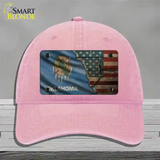 Oklahoma/American Flag Novelty License Plate Hat Unconstructed Cotton / Pink